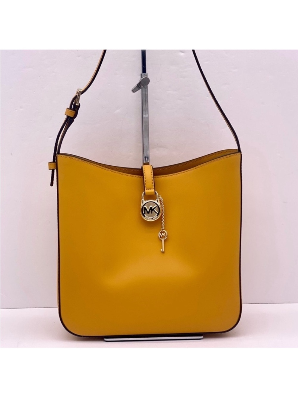 Michael Kors Yellow Leather Shoulder Tote with MK Charm